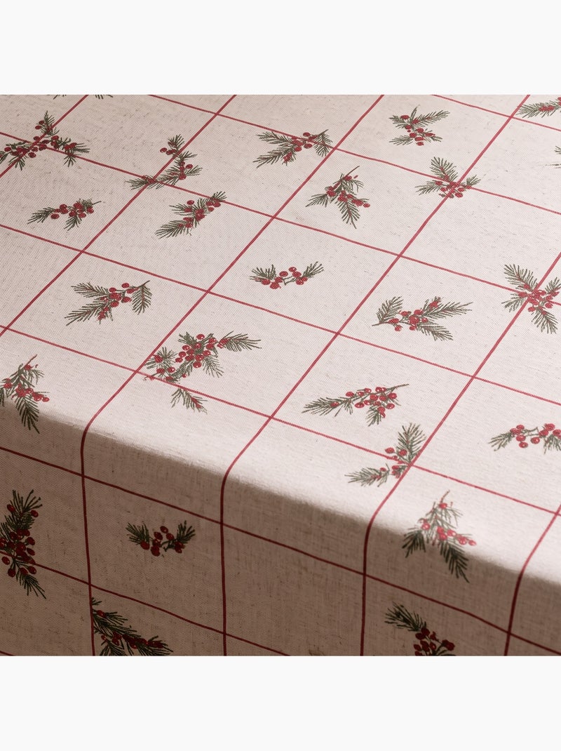 Nappe de noël toucher lin naturel avec imprimé à carreaux - gamusi. Ocre - Kiabi