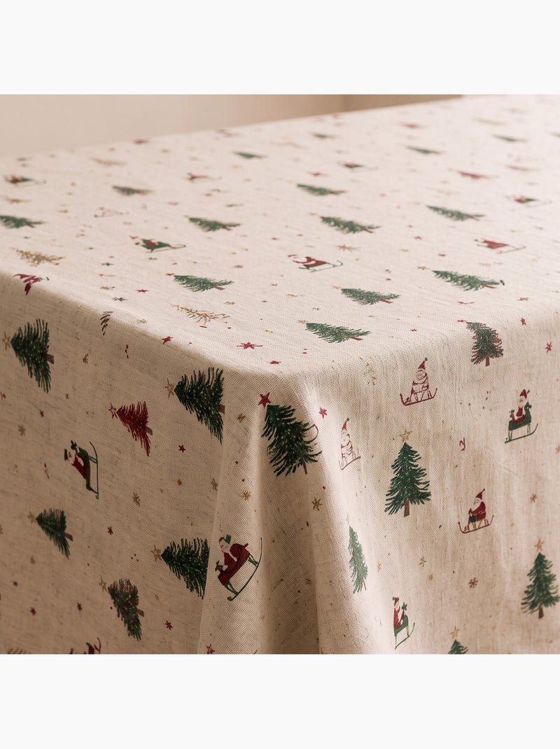 Nappe de noël toucher lin naturel avec imprimé alpin - gamusi. Ocre - Kiabi