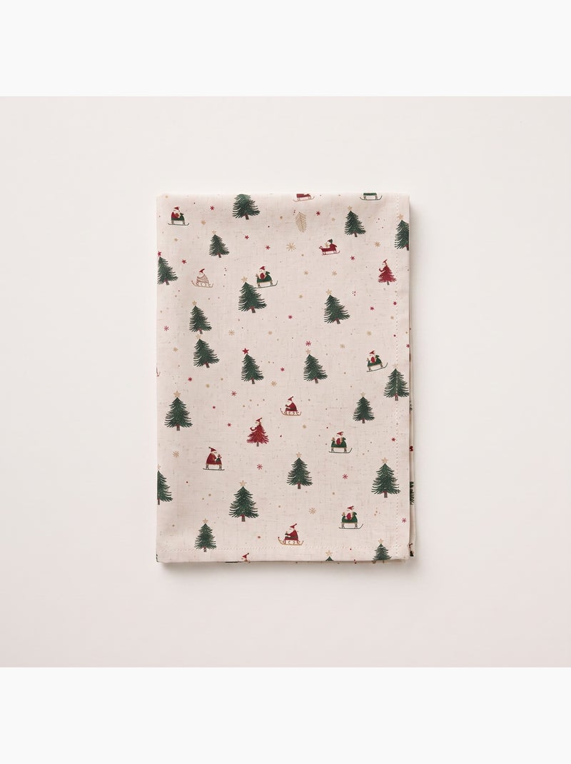 Nappe de noël toucher lin naturel avec imprimé alpin - gamusi. Ocre - Kiabi
