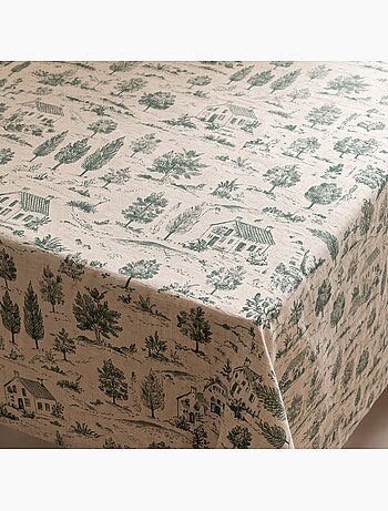 Nappe de noël toucher lin naturel avec imprimé champêtre - gamusi.
