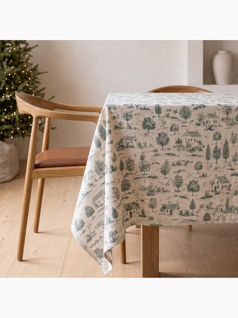 Nappe de noël toucher lin naturel avec imprimé champêtre - gamusi. Ocre - Kiabi