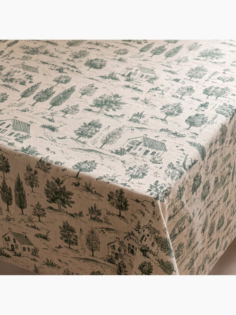 Nappe de noël toucher lin naturel avec imprimé champêtre - gamusi. Ocre - Kiabi