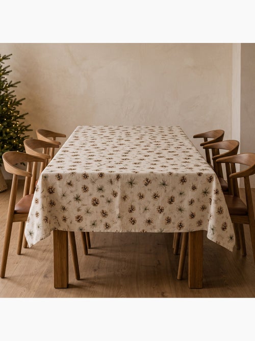 Nappe de noël toucher lin naturel avec imprimé de pins - gamusi. - Kiabi Nappe de noël toucher lin naturel avec imprimé de pins - gamusi. - Kiabi