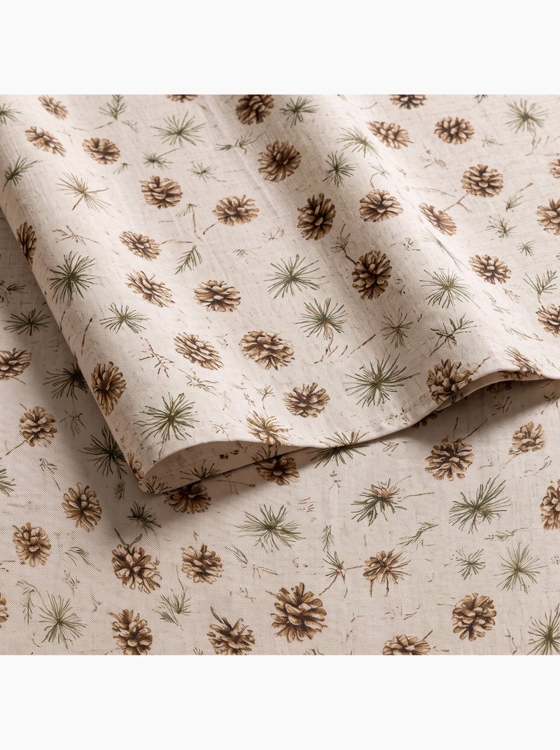 Nappe de noël toucher lin naturel avec imprimé de pins - gamusi. Ocre - Kiabi