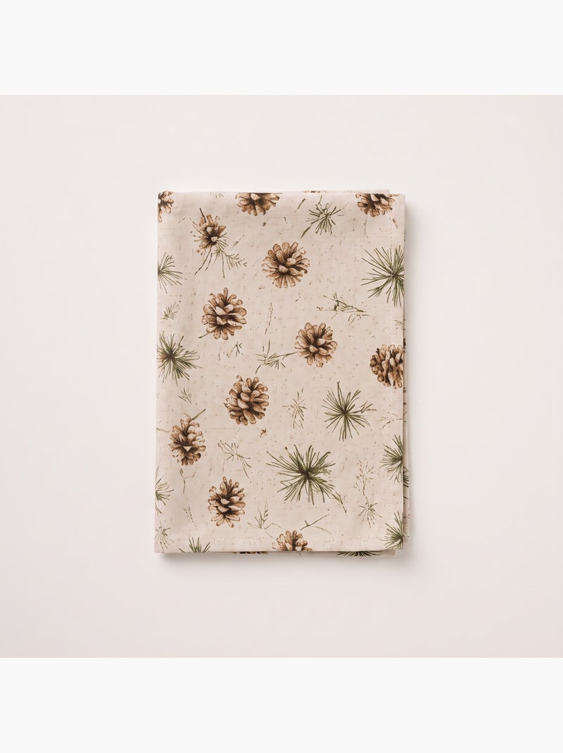 Nappe de noël toucher lin naturel avec imprimé de pins - gamusi. Ocre - Kiabi