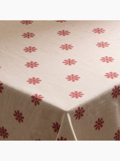 Nappe de noël toucher lin naturel avec imprimé flocons de neige - gamusi. - Kiabi
