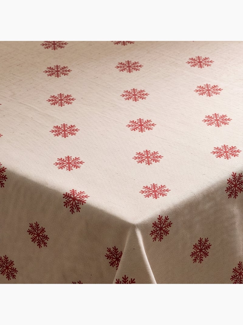 Nappe de noël toucher lin naturel avec imprimé flocons de neige - gamusi. Ocre - Kiabi