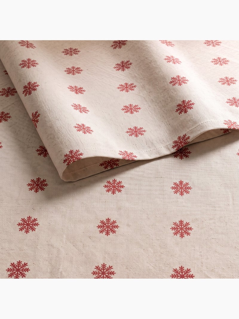 Nappe de noël toucher lin naturel avec imprimé flocons de neige - gamusi. Ocre - Kiabi