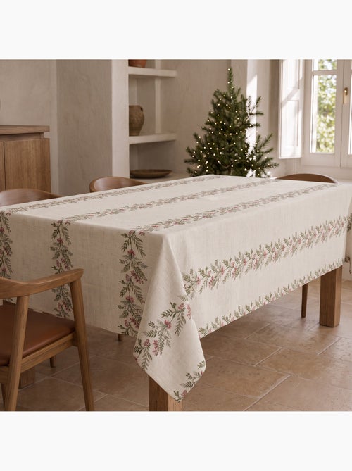 Nappe de noël toucher lin naturel avec imprimé guirlande de noël - gamusi. - Kiabi Nappe de noël toucher lin naturel avec imprimé guirlande de noël - gamusi. - Kiabi