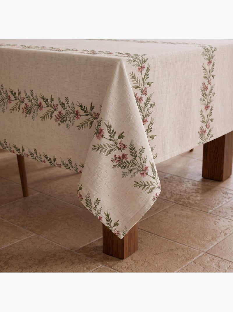 Nappe de noël toucher lin naturel avec imprimé guirlande de noël - gamusi. Ocre - Kiabi