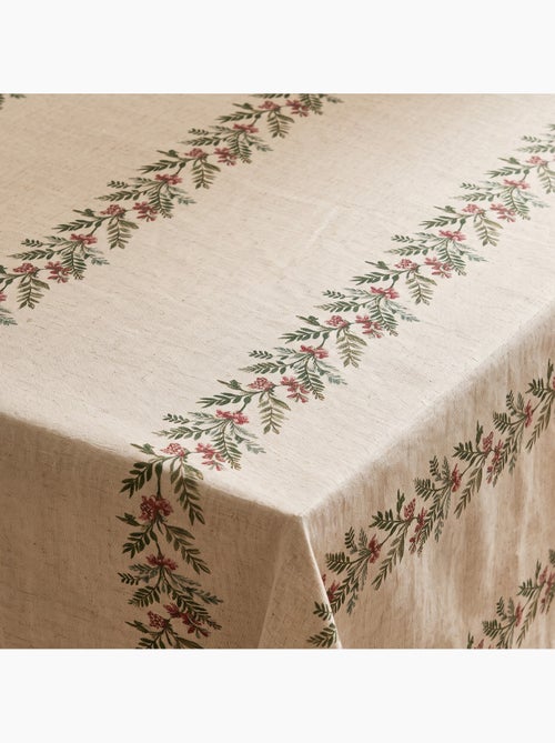 Nappe de noël toucher lin naturel avec imprimé guirlande de noël - gamusi. - Kiabi Nappe de noël toucher lin naturel avec imprimé guirlande de noël - gamusi. - Kiabi