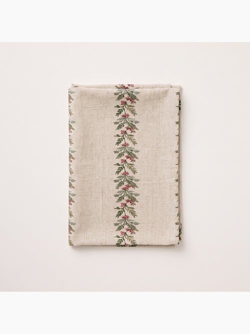 Nappe de noël toucher lin naturel avec imprimé guirlande de noël - gamusi. - Kiabi Nappe de noël toucher lin naturel avec imprimé guirlande de noël - gamusi. - Kiabi