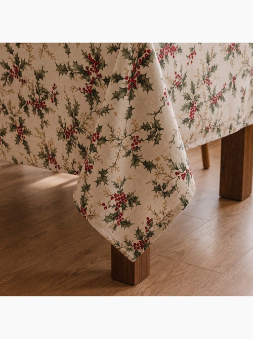 Nappe de noël toucher lin naturel avec imprimé houx - gamusi. - Kiabi Nappe de noël toucher lin naturel avec imprimé houx - gamusi. - Kiabi