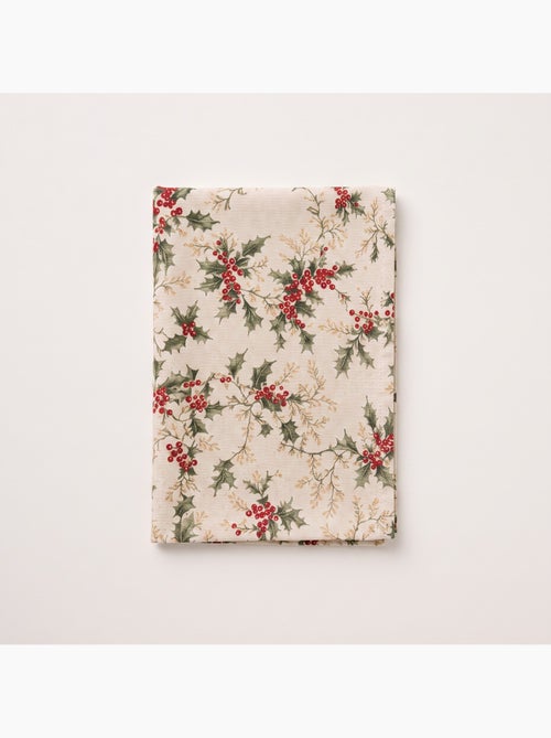 Nappe de noël toucher lin naturel avec imprimé houx - gamusi. - Kiabi Nappe de noël toucher lin naturel avec imprimé houx - gamusi. - Kiabi