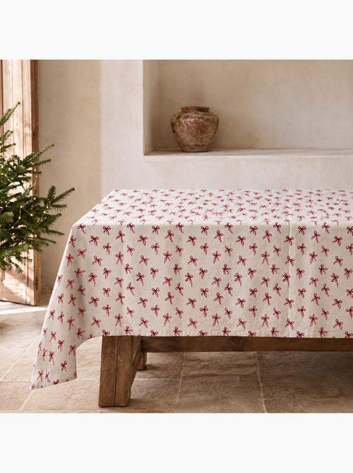 Nappe de noël toucher lin naturel avec imprimé nœuds - gamusi. - Kiabi Nappe de noël toucher lin naturel avec imprimé nœuds - gamusi. - Kiabi