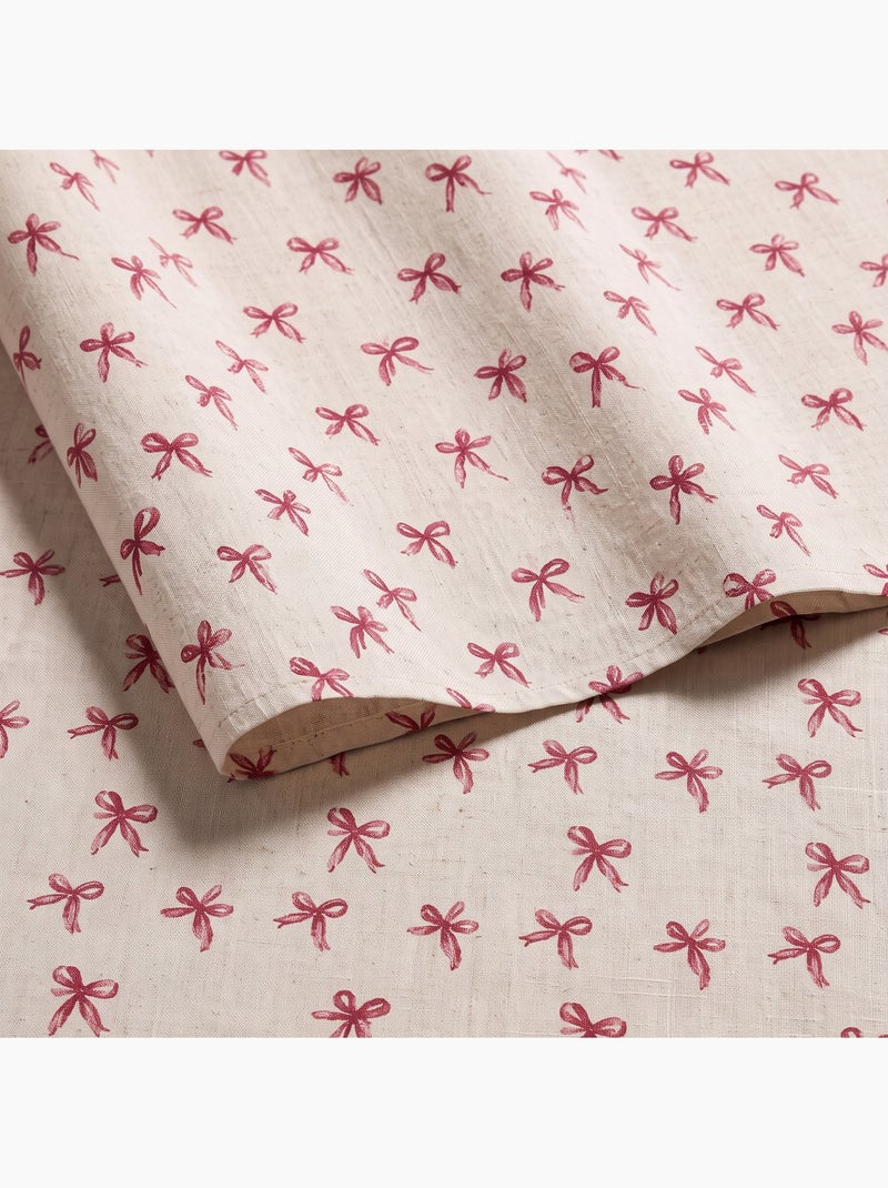 Nappe de noël toucher lin naturel avec imprimé nœuds - gamusi. Ocre - Kiabi