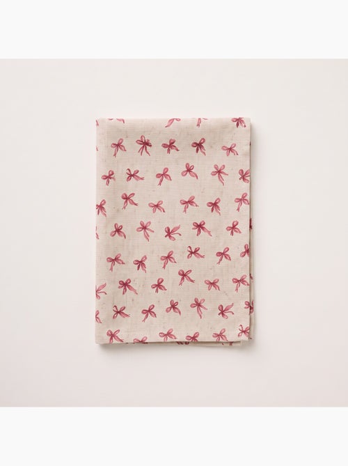 Nappe de noël toucher lin naturel avec imprimé nœuds - gamusi. - Kiabi Nappe de noël toucher lin naturel avec imprimé nœuds - gamusi. - Kiabi