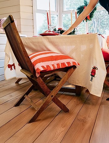 Nappe de table brodé Noël en coton et lin 150x300 cm
