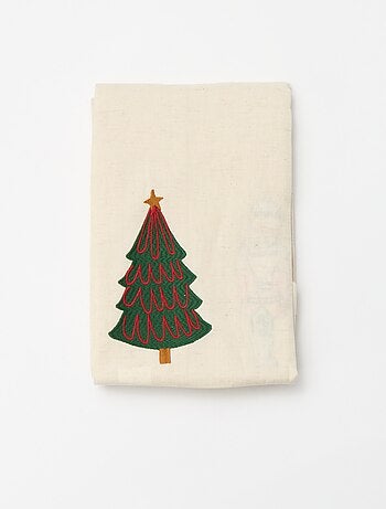 Nappe de table imprimé Noël en coton et lin 150x250 cm
