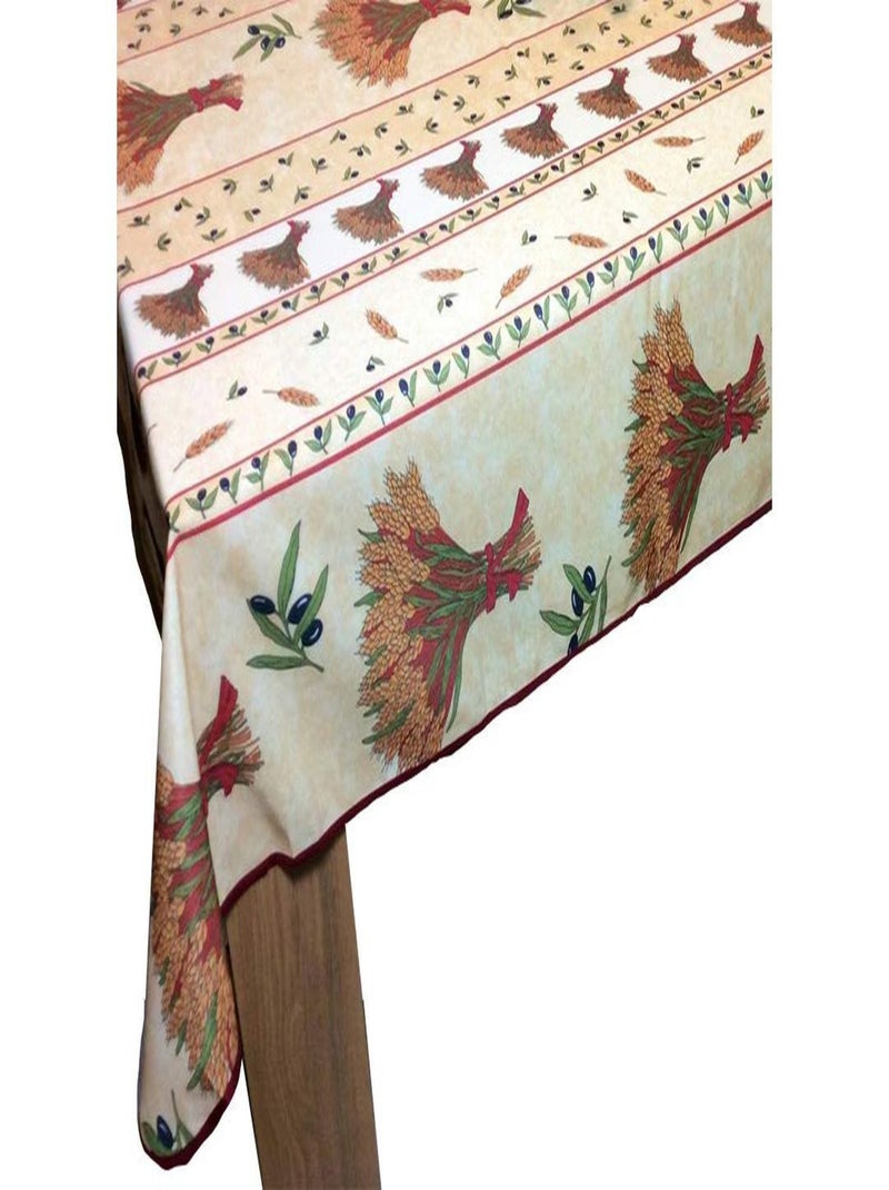 Nappe de table provençale anti-tâches bouquet de - Promo Linge Beige - Kiabi