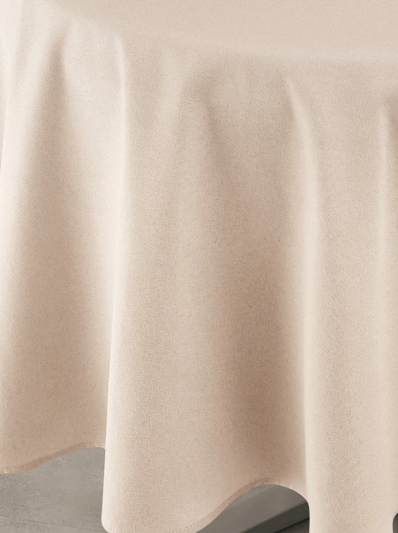 Nappe déperlante anti-taches  - Effet lin pour table ronde Beige clair - Kiabi