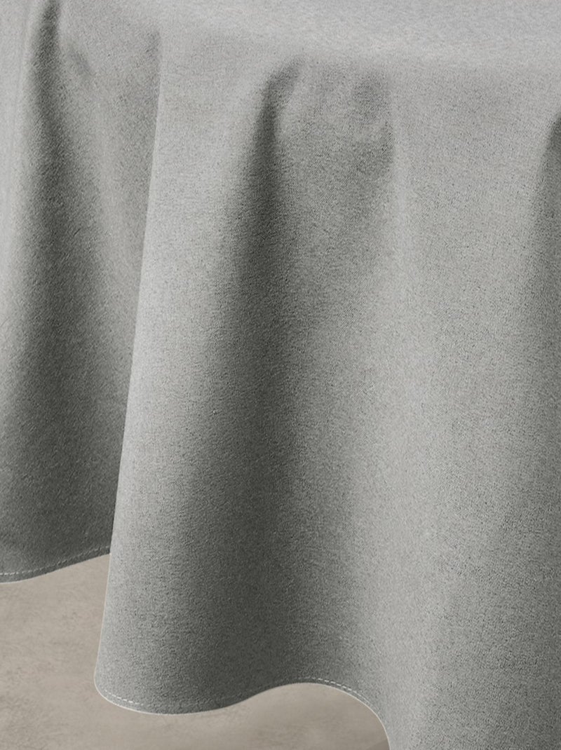Nappe déperlante anti-taches  - Effet lin pour table ronde gris anthracite - Kiabi