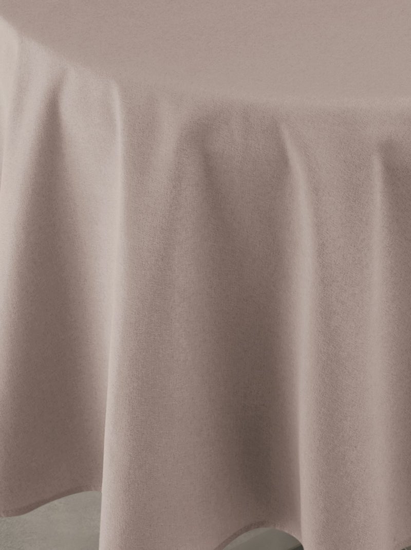 Nappe déperlante anti-taches  - Effet lin pour table ronde Taupe - Kiabi