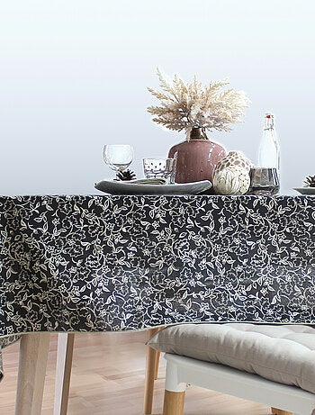 Nappe déperlante en voile de coton imprimée fleurs