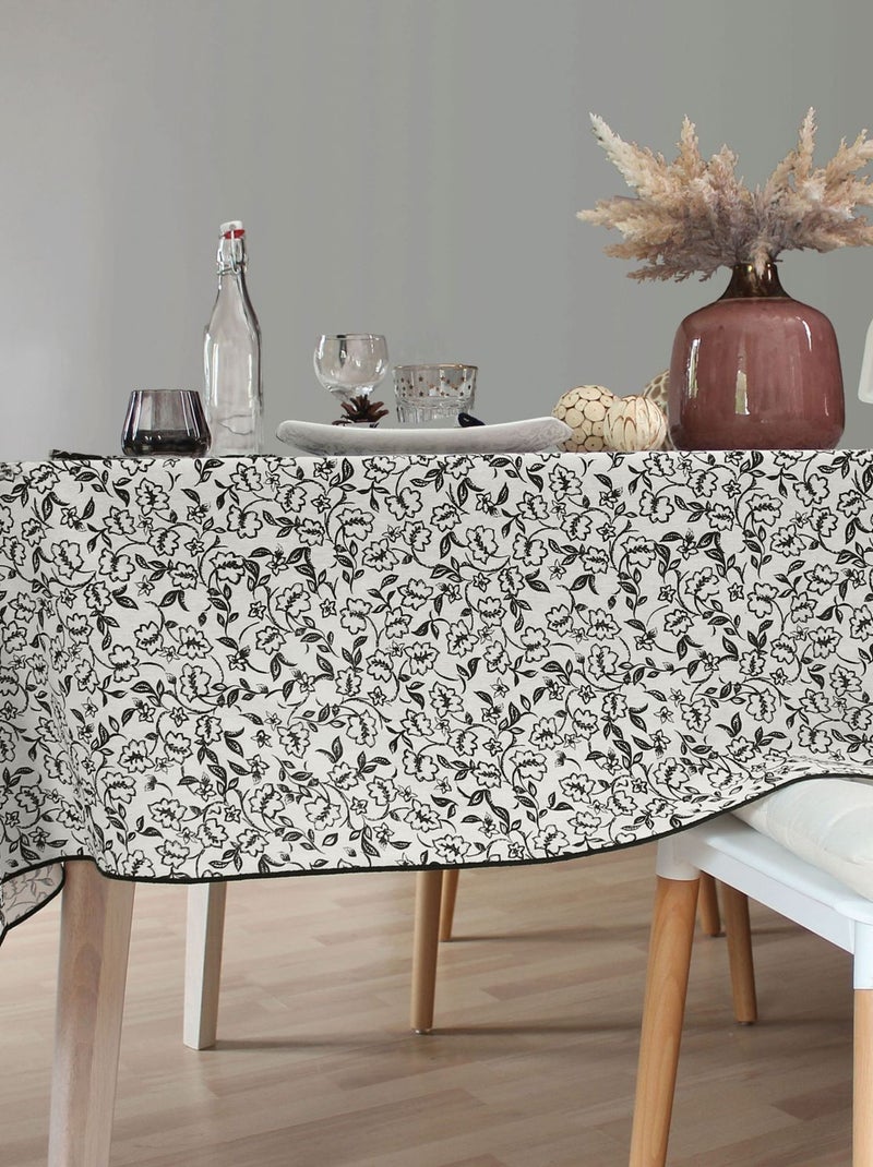 Nappe écrue avec lignes noires LINETTE - 140 x 240 cm Blanc - Kiabi