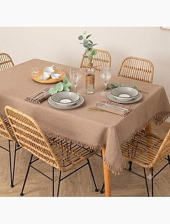 Nappe en coton a franges - chic et élégante