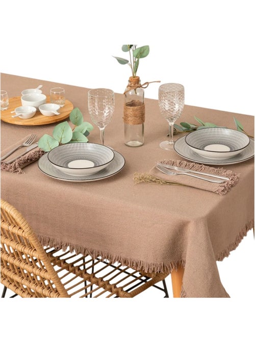 Nappe en coton a franges - Chic et élégante - Kiabi