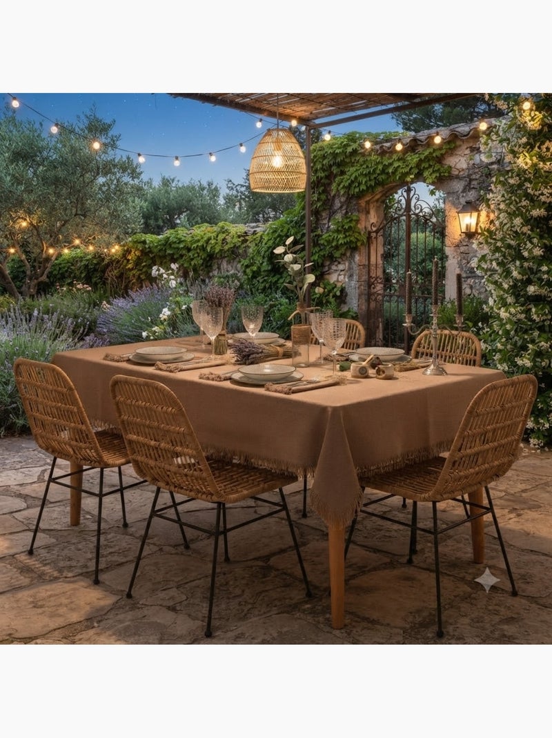 Nappe en coton a franges - Chic et élégante Gris - Kiabi