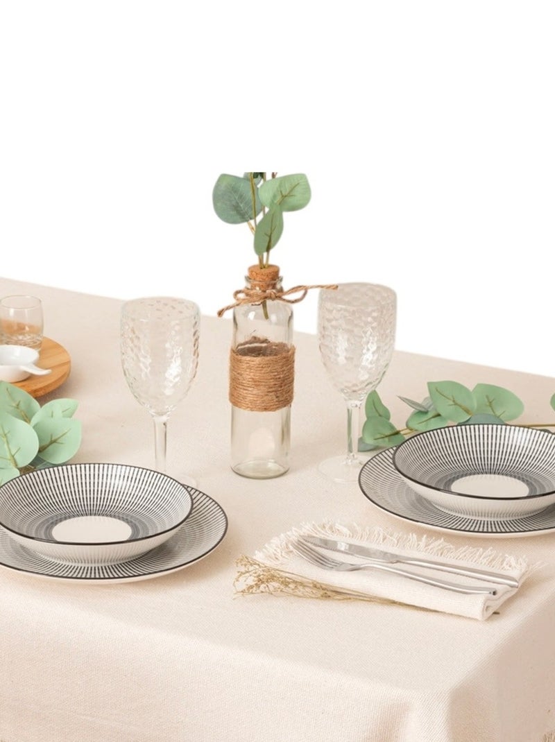 Nappe en coton a franges 150 x 250 cm blanc - Chic et élégante Blanc - Kiabi