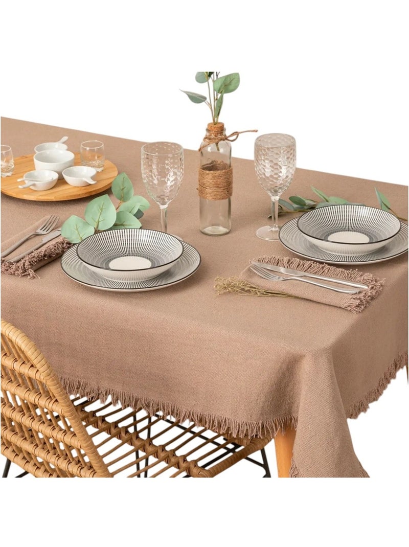 Nappe en coton a franges 150 x 250 cm gris - Chic et élégante Gris - Kiabi