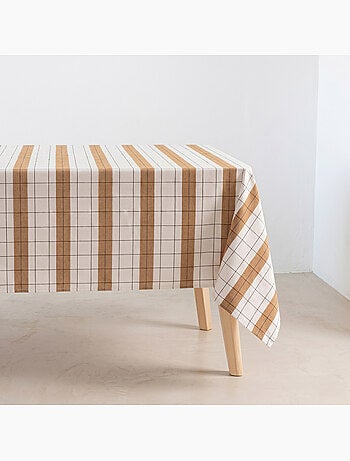 Nappe en coton à rayures avec carreaux en fil teint en relief - Gamusi.