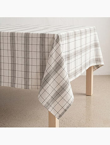Nappe en coton à rayures avec carreaux en fil teint en relief - Gamusi.