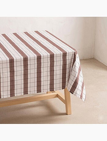 Nappe en coton à rayures avec carreaux en fil teint en relief - Gamusi.