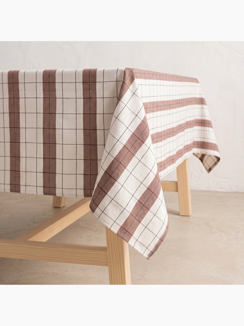 Nappe en coton à rayures avec carreaux en fil teint en relief - Gamusi. - Kiabi