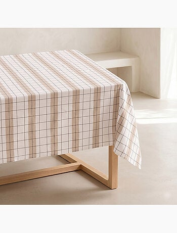 Nappe en coton à rayures avec carreaux en fil teint en relief - Gamusi.
