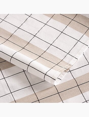 Nappe en coton à rayures avec carreaux en fil teint en relief - Gamusi.