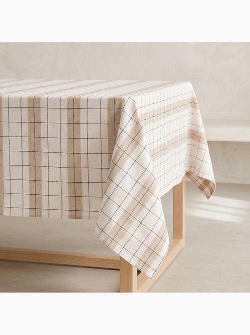 Nappe en coton à rayures avec carreaux en fil teint en relief - Gamusi. - Kiabi Nappe en coton à rayures avec carreaux en fil teint en relief - Gamusi. - Kiabi