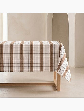 Nappe en coton à rayures avec carreaux en fil teint en relief - Gamusi.