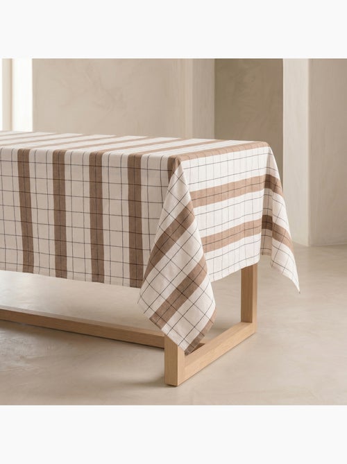 Nappe en coton à rayures avec carreaux en fil teint en relief - Gamusi. - Kiabi