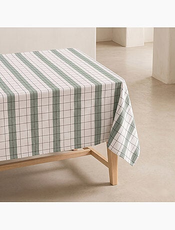 Nappe en coton à rayures avec carreaux en fil teint en relief - Gamusi.