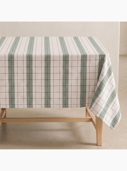 Nappe en coton à rayures avec carreaux en fil teint en relief - Gamusi. - Kiabi Nappe en coton à rayures avec carreaux en fil teint en relief - Gamusi. - Kiabi