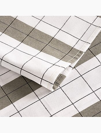 Nappe en coton à rayures avec carreaux en fil teint en relief - Gamusi.