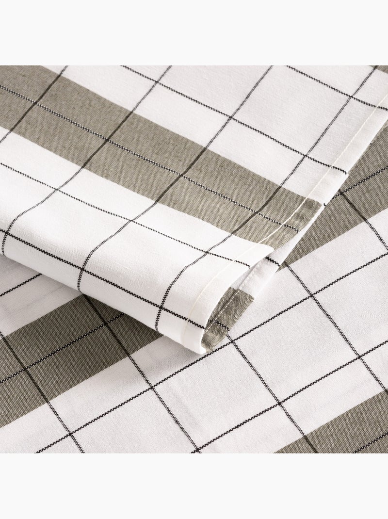 Nappe en coton à rayures avec carreaux en fil teint en relief - Gamusi. Vert - Kiabi