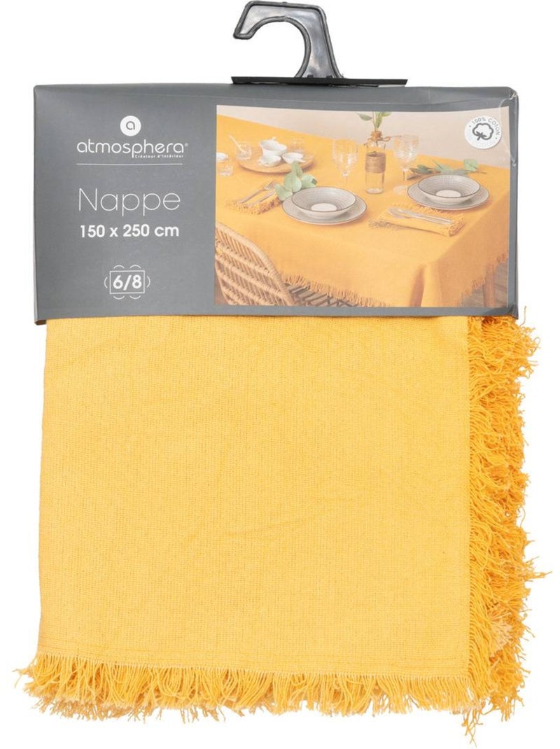 Nappe en coton rectangulaire à franges maha Moutarde - Kiabi
