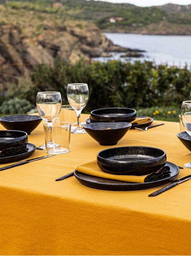 Nappe en coton teint lavé Jaune - Kiabi