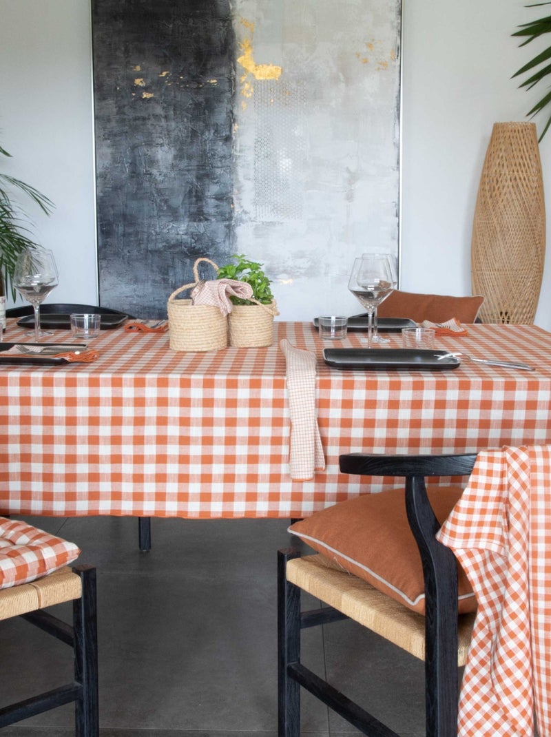 Nappe en coton vichy Brique - Kiabi